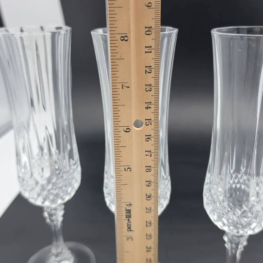 Vintage Set of 4 Cut Crystal Champagne Flutes 8